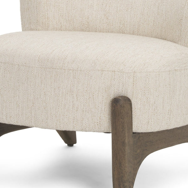 HomeRoots 29" Cream and Dark Brown Upholstered Slipper Chair – Modern Comfort for Any Room, Fully Assembled! 606009