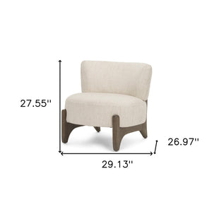 HomeRoots 29" Cream and Dark Brown Upholstered Slipper Chair – Modern Comfort for Any Room, Fully Assembled! 606009