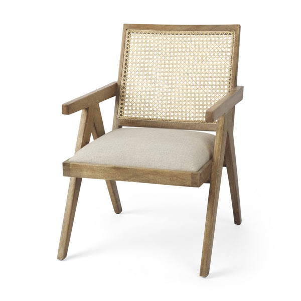 HomeRoots 22" Beige Linen Arm Chair - Elegant Solid Wood Frame, Plush Cushioning for Living Room & Office Comfort 606010