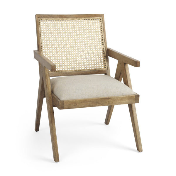 HomeRoots 22" Beige Linen Arm Chair - Elegant Solid Wood Frame, Plush Cushioning for Living Room & Office Comfort 606010