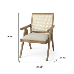 HomeRoots 22" Beige Linen Arm Chair - Elegant Solid Wood Frame, Plush Cushioning for Living Room & Office Comfort 606010