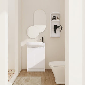 English Elm 23" Freestanding Ceramic Vessel Sink Vanity with Soft Close Cabinet and Wall Rack W999S00490