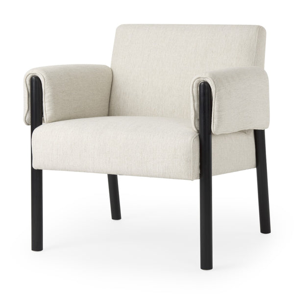 HomeRoots 30" Beige and Black Upholstered Armchair with Solid Wood Frame for Modern Living Room Style 606015