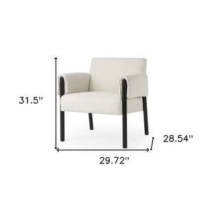 HomeRoots 30" Beige and Black Upholstered Armchair with Solid Wood Frame for Modern Living Room Style 606015