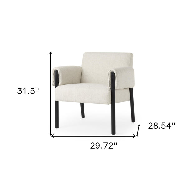 HomeRoots 30" Beige and Black Upholstered Armchair with Solid Wood Frame for Modern Living Room Style 606015