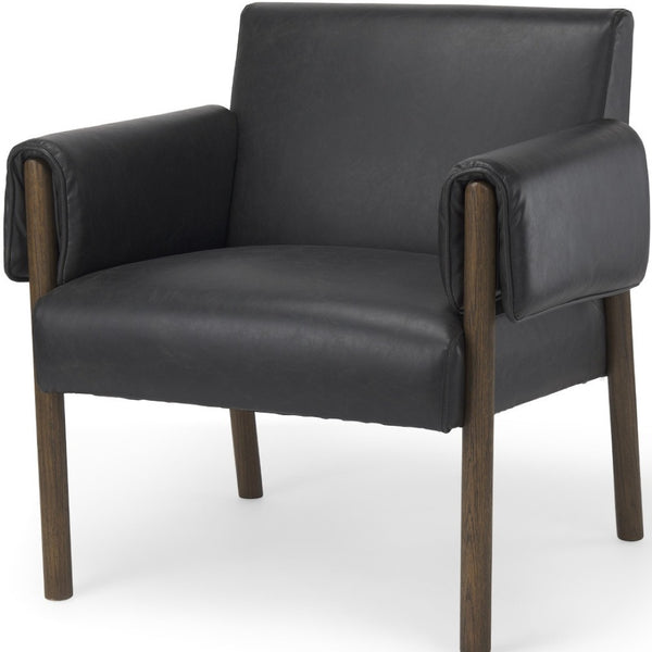 HomeRoots 30" Modern Faux Leather Arm Chair with Solid Wood Frame - Stylish Comfort for Any Room Decor 606016