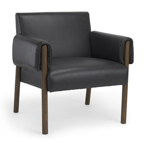 HomeRoots 30" Modern Faux Leather Arm Chair with Solid Wood Frame - Stylish Comfort for Any Room Decor 606016