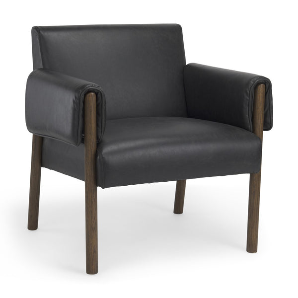 HomeRoots 30" Modern Faux Leather Arm Chair with Solid Wood Frame - Stylish Comfort for Any Room Decor 606016