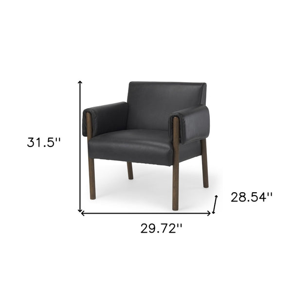 HomeRoots 30" Modern Faux Leather Arm Chair with Solid Wood Frame - Stylish Comfort for Any Room Decor 606016