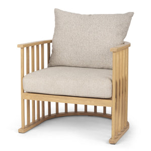 HomeRoots 31" Beige Barrel Chair - Elegant Upholstered Accent with Solid Wood Frame for Living Room & Office 606017