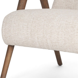 HomeRoots 32" Cream Linen Arm Chair with Solid Wood Frame - Modern Accent for Living Room or Office Decor 606021