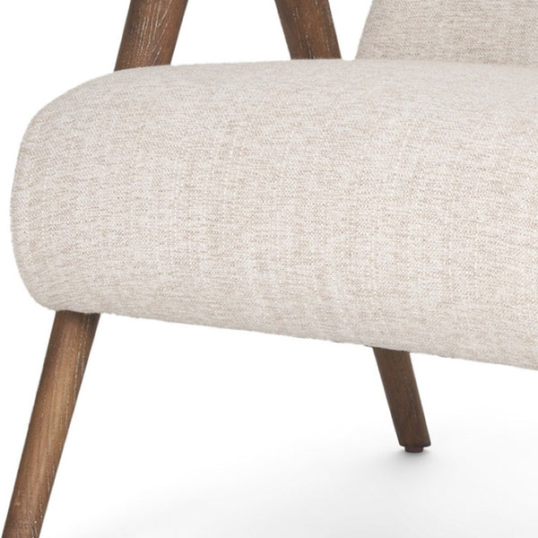 HomeRoots 32" Cream Linen Arm Chair with Solid Wood Frame - Modern Accent for Living Room or Office Decor 606021