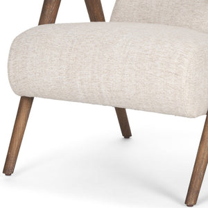 HomeRoots 32" Cream Linen Arm Chair with Solid Wood Frame - Modern Accent for Living Room or Office Decor 606021