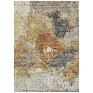 HomeRoots 5' Contemporary Abstract Washable Area Rug in Taupe, Black, and Copper for Indoor/Outdoor Use 5' X 8' 606026