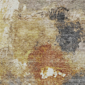 Homeroots 3' Taupe Black And Copper Abstract Washable Area Rug – Perfect For Indoor Or Outdoor Spaces! 5' X 8' Polyester 606026