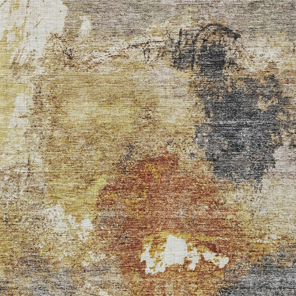 Homeroots 3' Taupe Black And Copper Abstract Washable Area Rug – Perfect For Indoor Or Outdoor Spaces! 5' X 8' Polyester 606026