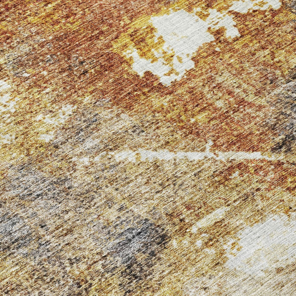 Homeroots 3' Taupe Black And Copper Abstract Washable Area Rug – Perfect For Indoor Or Outdoor Spaces! 8' Round Polyester 606027