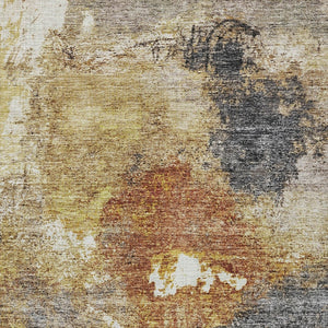 Homeroots 3' Taupe Black And Copper Abstract Washable Area Rug – Perfect For Indoor Or Outdoor Spaces! 9' X 12' Polyester 606029