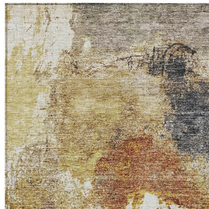 Homeroots 3' Taupe Black And Copper Abstract Washable Area Rug – Perfect For Indoor Or Outdoor Spaces! 10' X 14' Polyester 606030