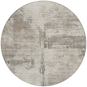 Homeroots 3' Linen And Gray Abstract Washable Area Rug - Stylish Indoor/Outdoor Design For High Traffic Spaces 8' Round Polyester 606033