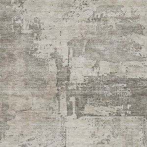 Homeroots 3' Linen And Gray Abstract Washable Area Rug - Stylish Indoor/Outdoor Design For High Traffic Spaces 9' X 12' Polyester 606035