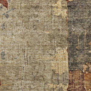 Homeroots 3' Stylish Khaki Charcoal & Terra Cotta Abstract Washable Area Rug For Indoor & Outdoor Spaces 3' X 5' Polyester 606037