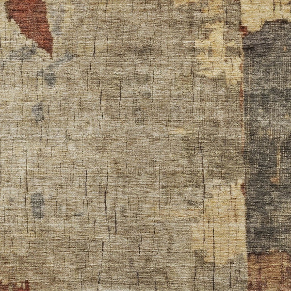 Homeroots 3' Stylish Khaki Charcoal & Terra Cotta Abstract Washable Area Rug For Indoor & Outdoor Spaces 5' X 8' Polyester 606038
