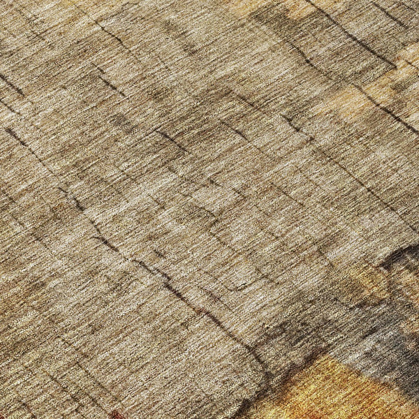 Homeroots 3' Stylish Khaki Charcoal & Terra Cotta Abstract Washable Area Rug For Indoor & Outdoor Spaces 8' Round Polyester 606039