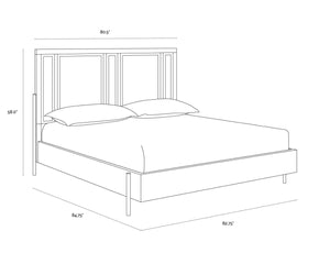 Sunpan AVIDA King Bed - Exquisite Black Oak & Natural Rattan with Gold Accents for Luxurious Bedrooms 110387