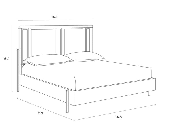 Sunpan AVIDA King Bed - Exquisite Black Oak & Natural Rattan with Gold Accents for Luxurious Bedrooms 110387