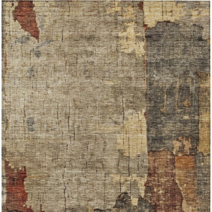 Homeroots 3' Stylish Khaki Charcoal & Terra Cotta Abstract Washable Area Rug For Indoor & Outdoor Spaces 8' X 10' Polyester 606040
