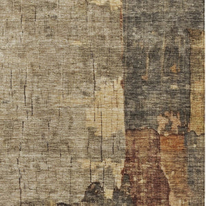 Homeroots 3' Stylish Khaki Charcoal & Terra Cotta Abstract Washable Area Rug For Indoor & Outdoor Spaces 8' X 10' Polyester 606040
