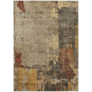 HomeRoots 9' X 12' Abstract Washable Area Rug in Khaki, Charcoal & Terra Cotta – Perfect for Indoor/Outdoor Use! 606041