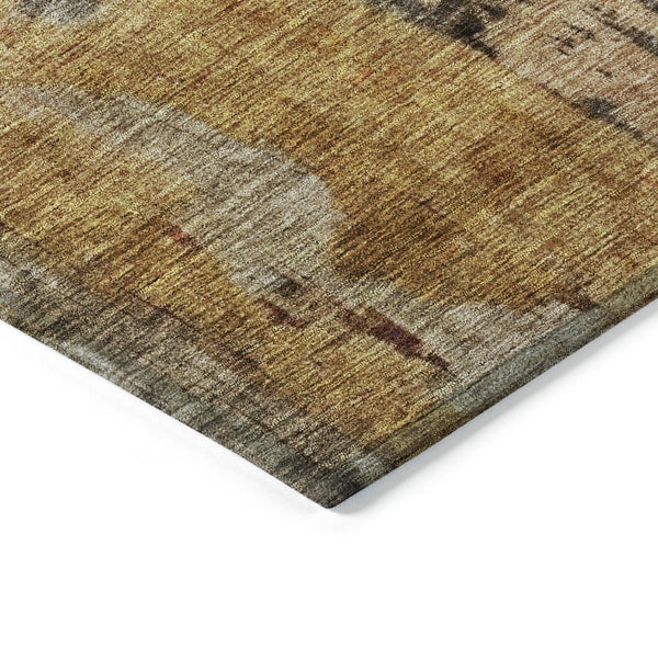 Homeroots 3' Stylish Khaki Charcoal & Terra Cotta Abstract Washable Area Rug For Indoor & Outdoor Spaces 9' X 12' Polyester 606041