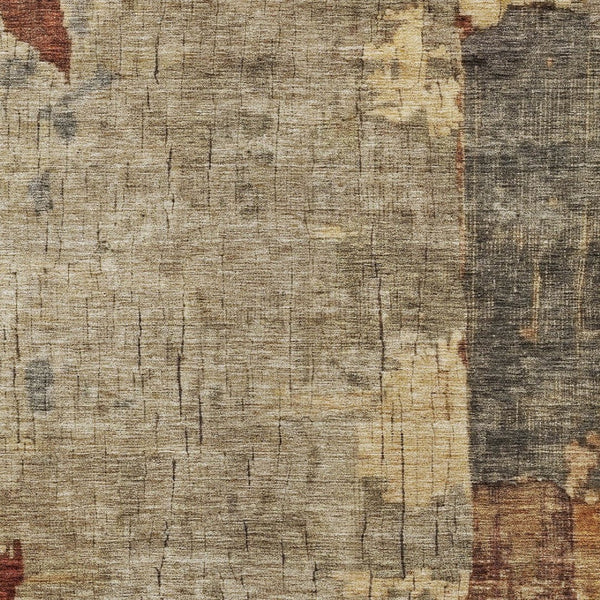 Homeroots 3' Stylish Khaki Charcoal & Terra Cotta Abstract Washable Area Rug For Indoor & Outdoor Spaces 10' X 14' Polyester 606042