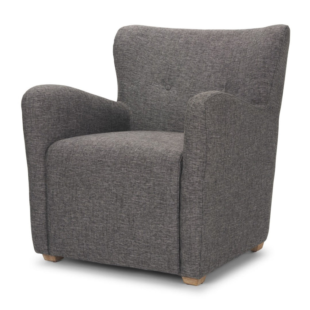 HomeRoots 32" Gray Polyester Wingback Accent Chair with Brown Wood Legs for Timeless Comfort & Style 606043
