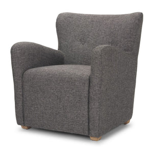 HomeRoots 32" Gray Polyester Wingback Accent Chair with Brown Wood Legs for Timeless Comfort & Style 606043