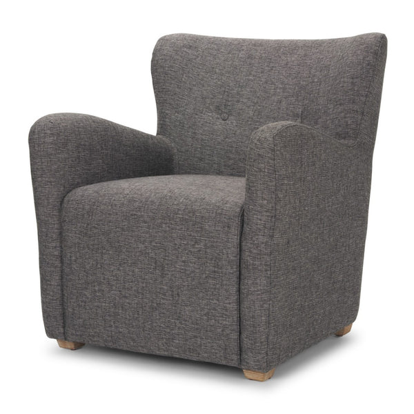 HomeRoots 32" Gray Polyester Wingback Accent Chair with Brown Wood Legs for Timeless Comfort & Style 606043