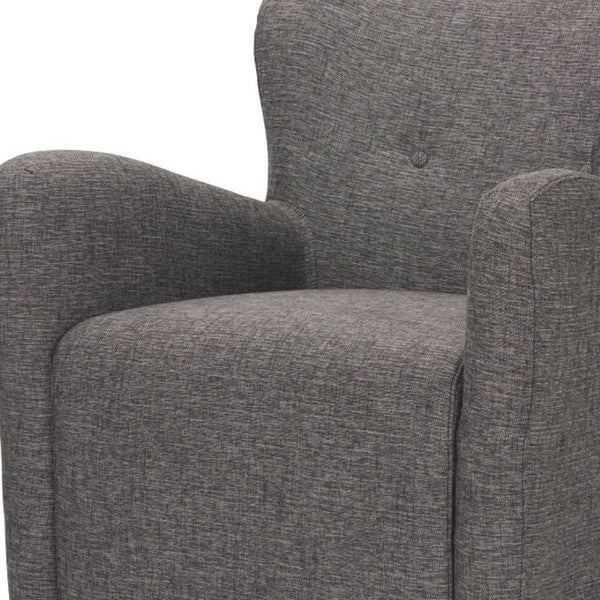 HomeRoots 32" Gray Polyester Wingback Accent Chair with Brown Wood Legs for Timeless Comfort & Style 606043