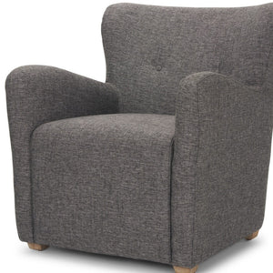 HomeRoots 32" Gray Polyester Wingback Accent Chair with Brown Wood Legs for Timeless Comfort & Style 606043