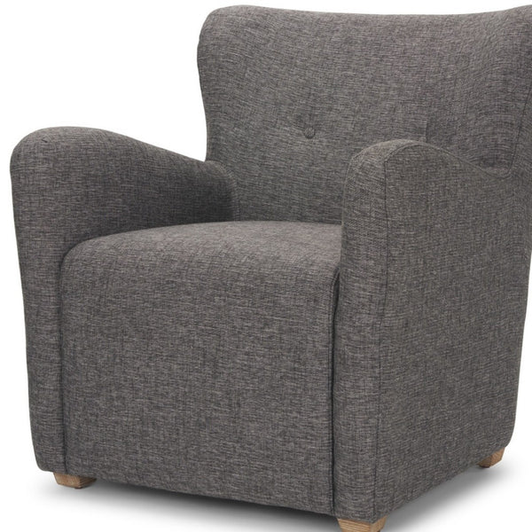 HomeRoots 32" Gray Polyester Wingback Accent Chair with Brown Wood Legs for Timeless Comfort & Style 606043