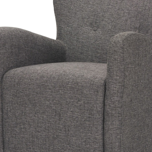 HomeRoots 32" Gray Polyester Wingback Accent Chair with Brown Wood Legs for Timeless Comfort & Style 606043