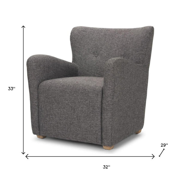 HomeRoots 32" Gray Polyester Wingback Accent Chair with Brown Wood Legs for Timeless Comfort & Style 606043