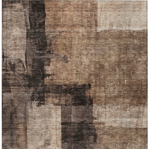 Homeroots 3' Abstract Brown Black And Tan Washable Area Rug For Indoor And Outdoor Use, Durable And Stylish 3' X 5' Polyester 606044