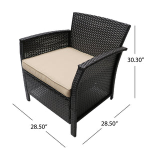English Elm Christopher Knight Home® - ST LUCIA CHAIR Stylish PE Rattan Patio Seat with Iron Frame, Waterproof Fabric, Compact 28.25x25.5x17 Brown+Tan 54676.00BRN