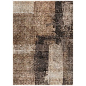 Homeroots 3' Abstract Brown Black And Tan Washable Area Rug For Indoor And Outdoor Use, Durable And Stylish 8' X 10' Polyester 606047
