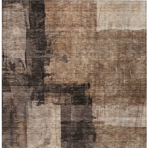 Homeroots 3' Abstract Brown Black And Tan Washable Area Rug For Indoor And Outdoor Use, Durable And Stylish 10' X 14' Polyester 606049