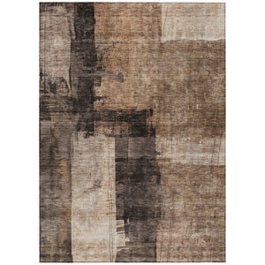 HomeRoots 5' Abstract Washable Area Rug in Brown, Black & Tan - Stylish Indoor/Outdoor Décor for Any Space 10' X 14' 606049