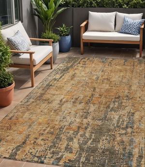 Homeroots 3' Abstract Copper And Brown Washable Indoor Outdoor Rug - Durable, Stylish, Stain Resistant Design 5' X 8' Polyester 606051