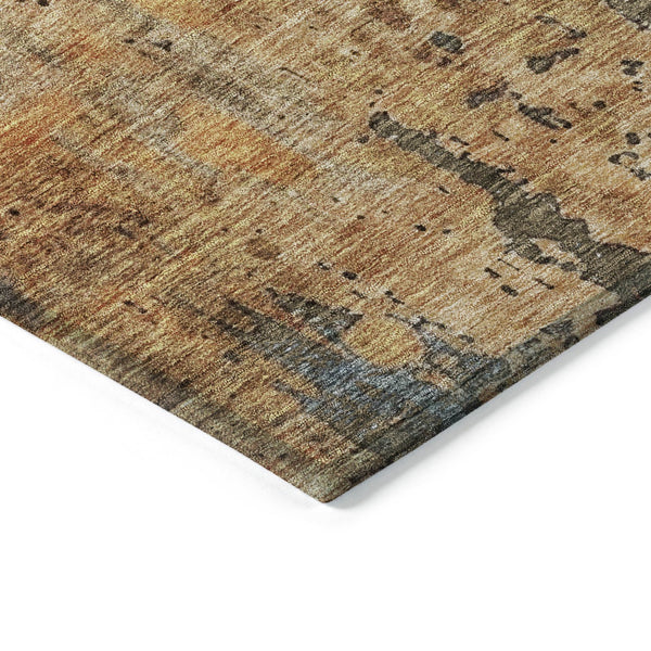 Homeroots 3' Abstract Copper And Brown Washable Indoor Outdoor Rug - Durable, Stylish, Stain Resistant Design 5' X 8' Polyester 606051